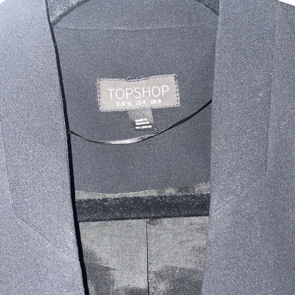 Topshop cropped collarless black dressy blazer - Picture 3 of 3